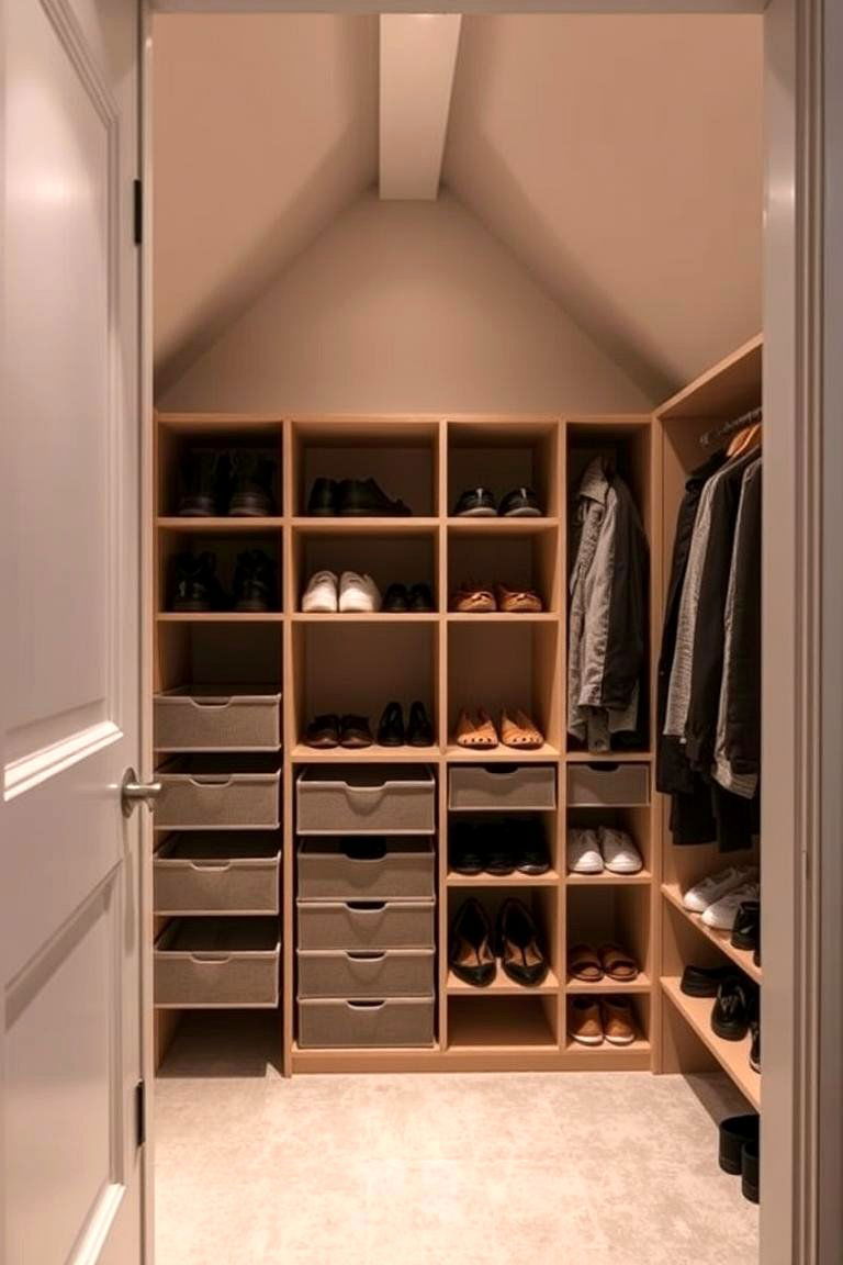 Hidden Shoe Organizers - 24 Sloped Ceiling Closet Ideas