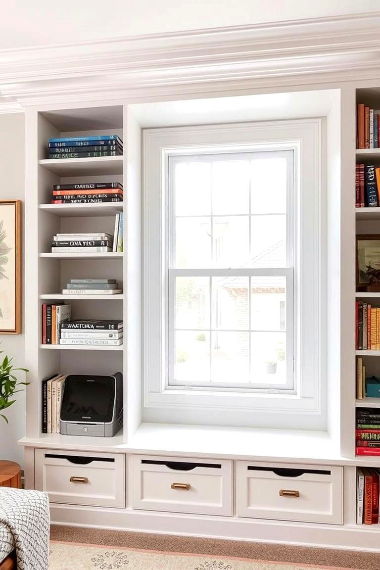 Hidden Storage - 24 Bookcases Around Window Design Ideas