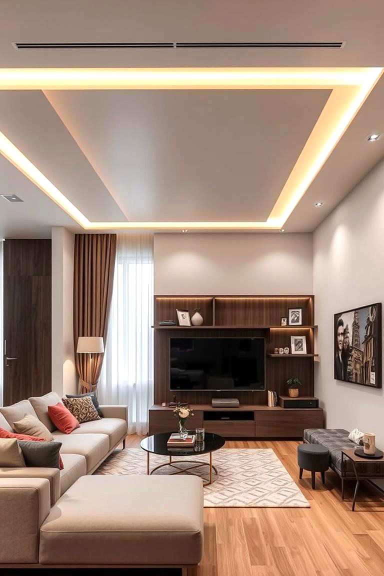 Hidden Storage False Ceiling Innovation - 24 Living Room False Ceiling Design Ideas