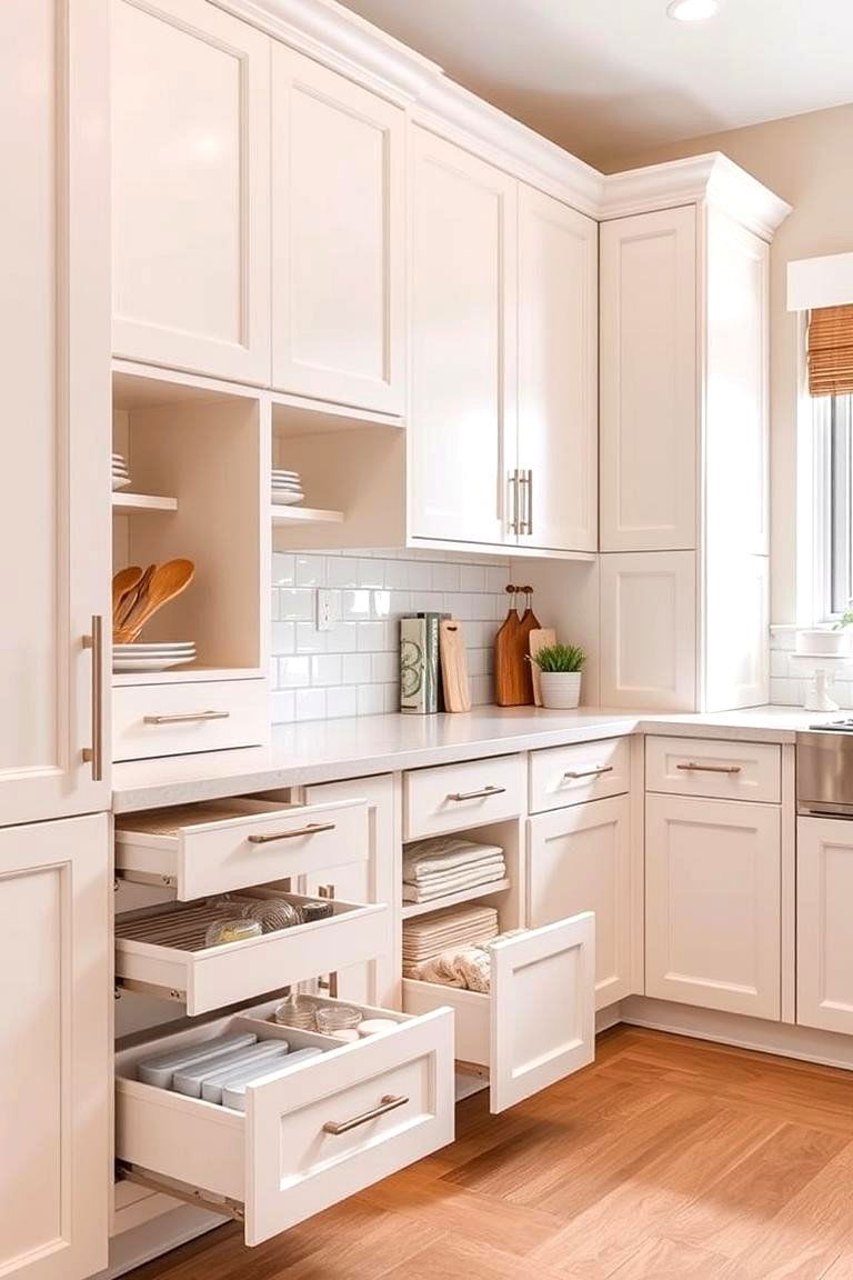 Hidden Storage Off white Kitchen Cabinets - 24 Off-white Kitchen Cabinets