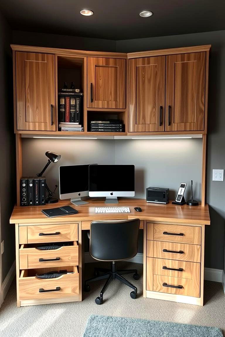 Hidden Storage Solutions for a Tidy Space - 24 Man Cave Office Ideas