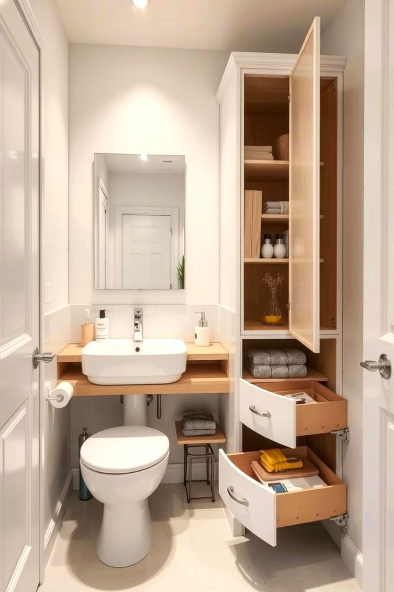 Hidden Storage for a Clutter Free Space - 24 Hallway Bathroom Ideas