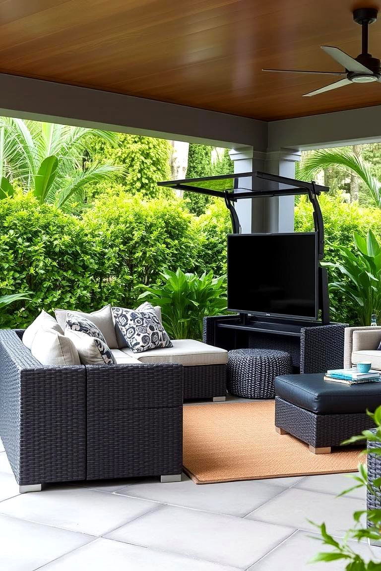 Hidden TV Lift in Outdoor Furniture - 24 Outdoor Tv Ideas