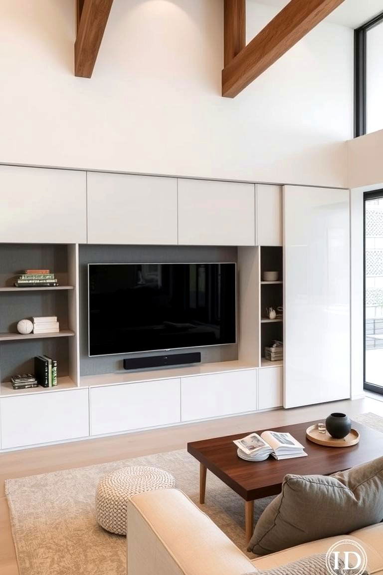 Hidden TV Storage - 24 Apartment Small Living Room Ideas