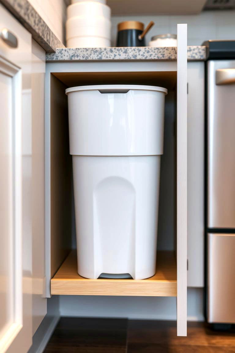 Hidden Trash Cans - 24 Kitchenette Ideas
