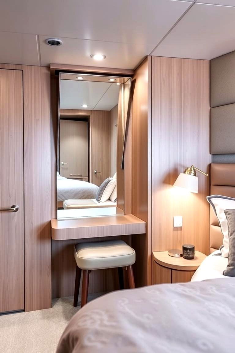 Hidden Vanity and Dressing Area - 24 yacht bedroom ideas