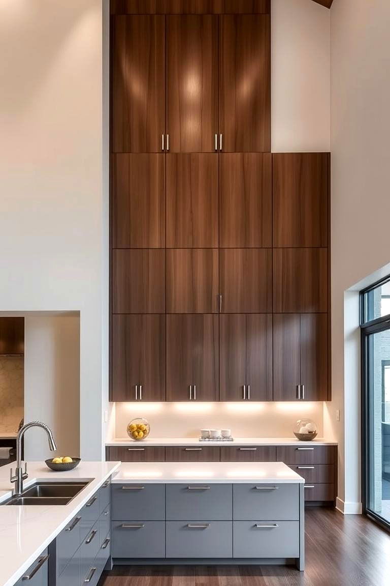 High Ceilings and Vertical Storage - 24 Kitchens Without Upper Cabinets