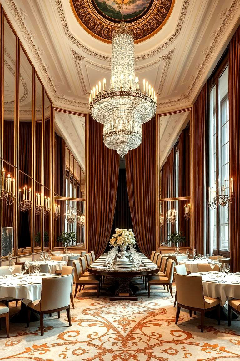 High Ceilings to Enhance Grandeur - 24 Parisian Dining Room Ideas