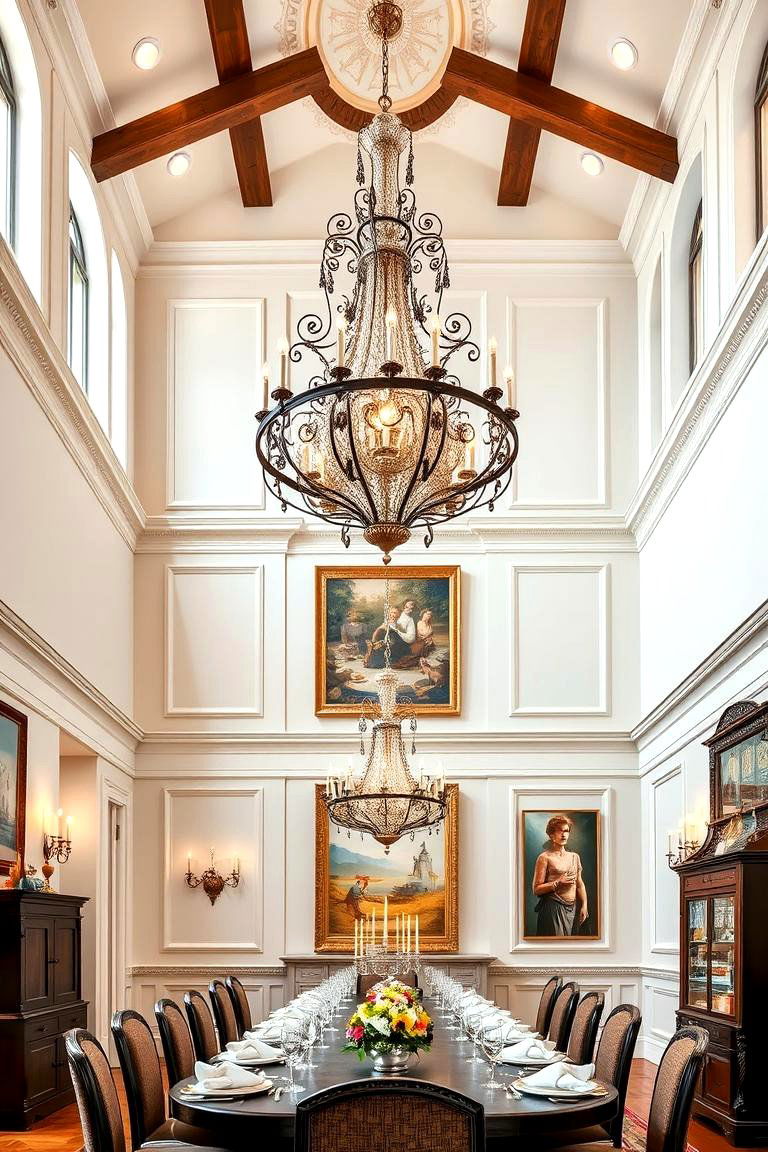 High Ceilings with Statement Lighting - 24 Formal Dining Room Ideas