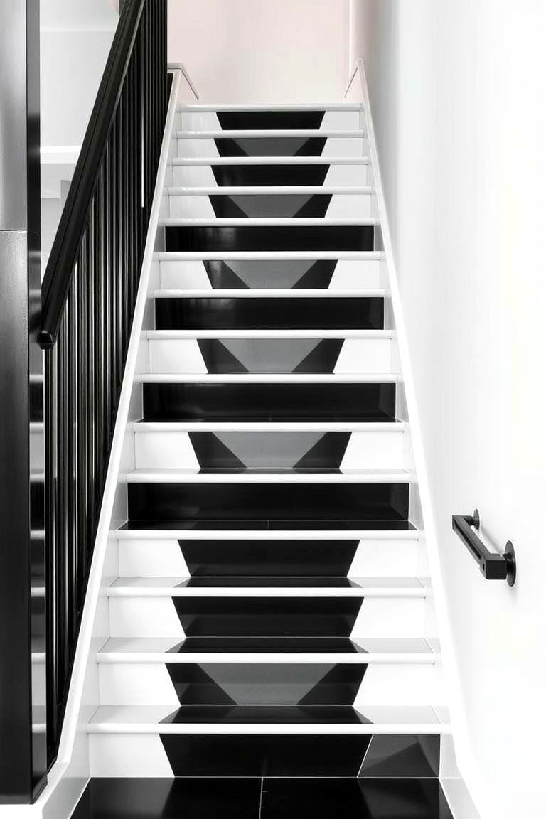 High Contrast Black and White Stair Risers - 24 Stair Riser Ideas