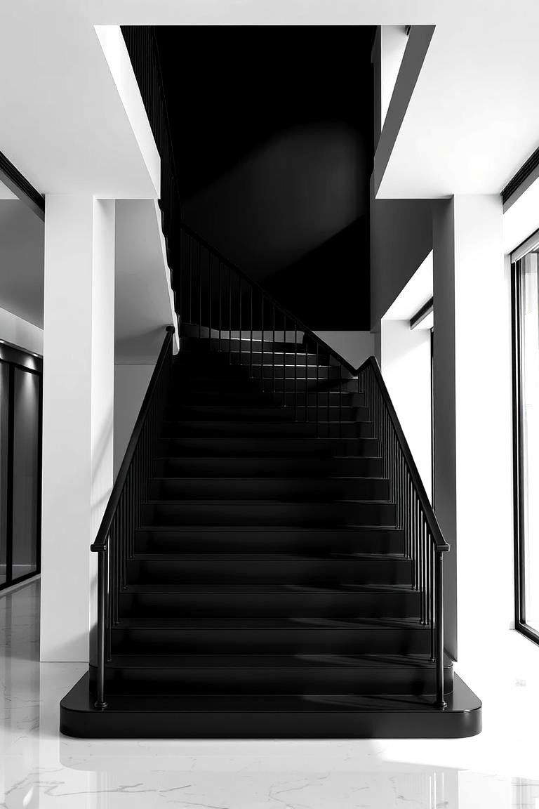 High Contrast Black and White Staircase - 24 Contemporary Staircase Design Ideas