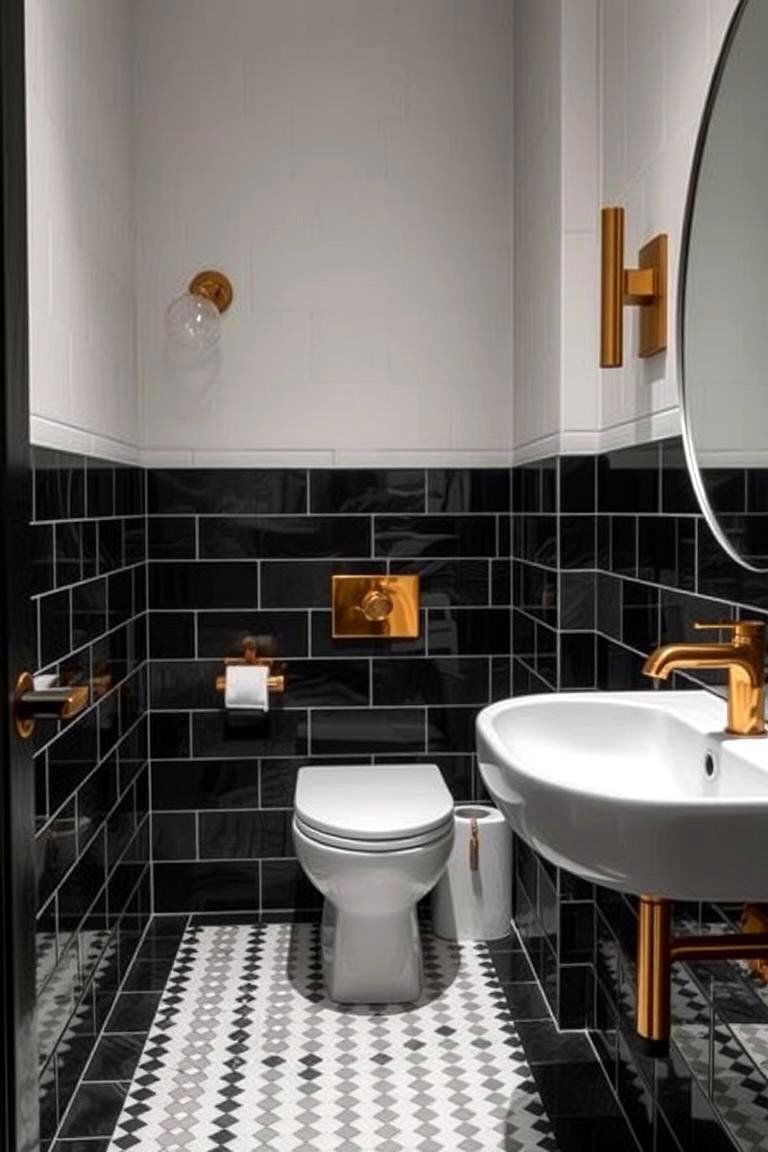 High Contrast Color Schemes - 24 Aesthetic Bathroom Ideas