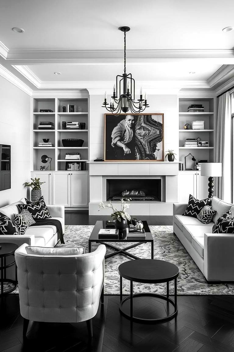 High Contrast Design - 24 Aesthetic Living Room Ideas