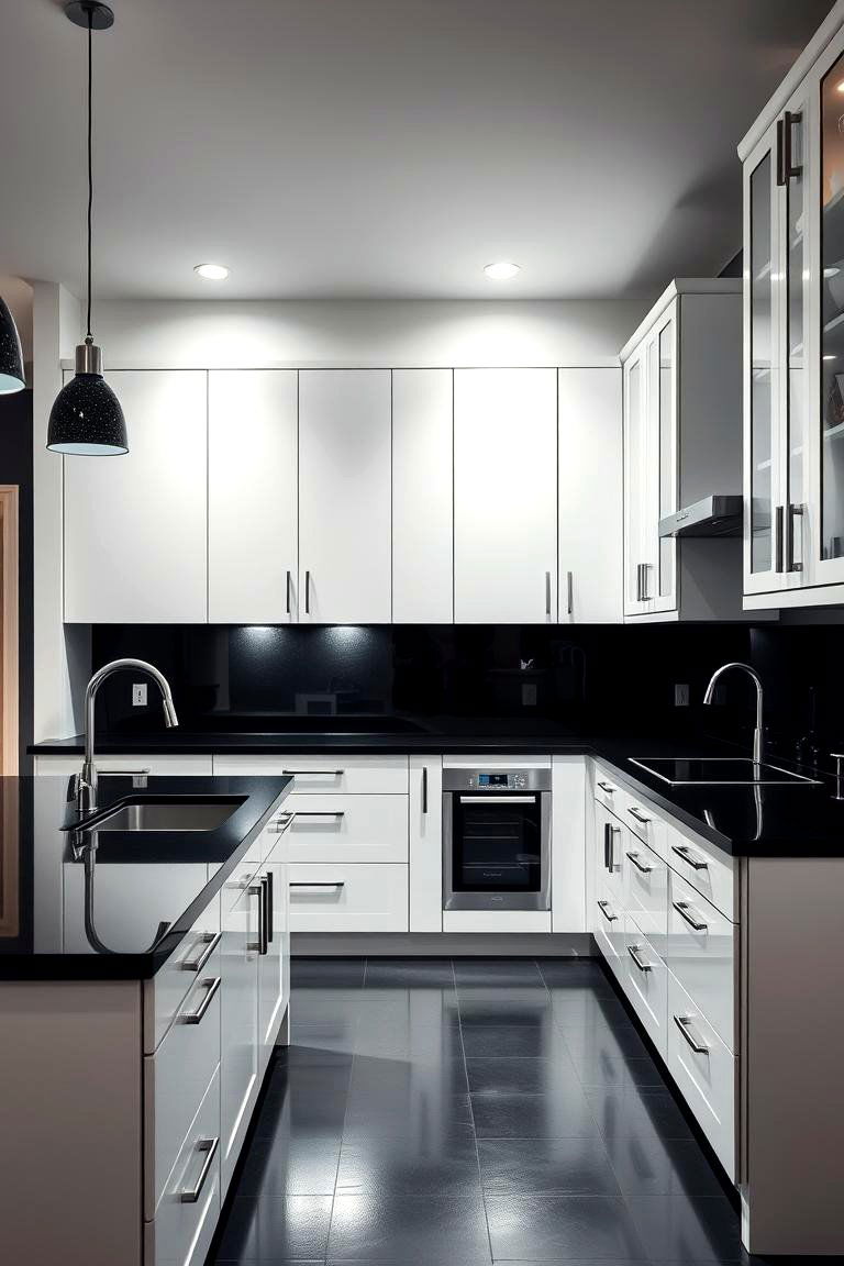 High Contrast Impact - 24 Kitchen With White Cabinets and Black Countertops Ideas