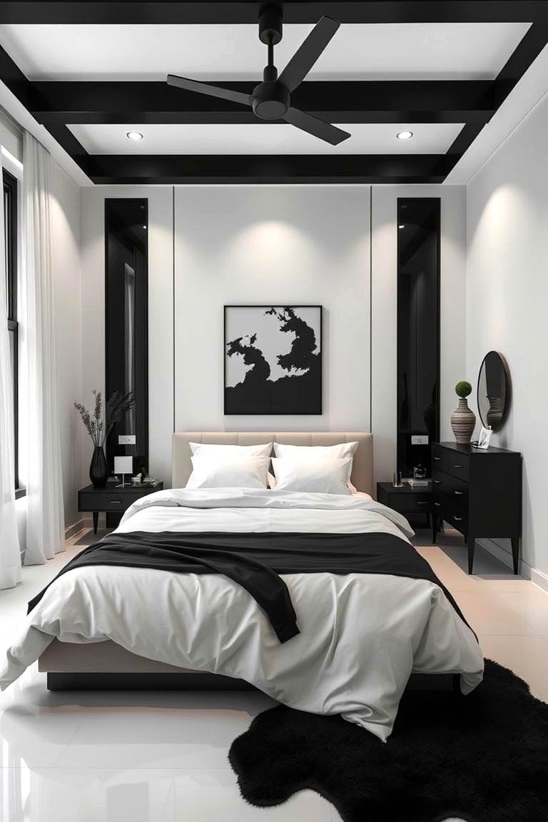 High Contrast Minimalism - 24 Black and White Bedroom Ideas