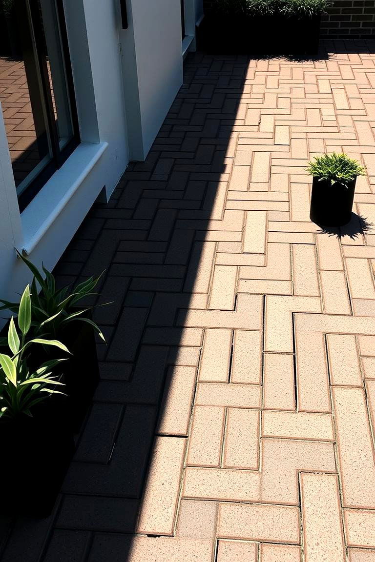High Contrast Minimalist Design - 24 herringbone brick patio designs