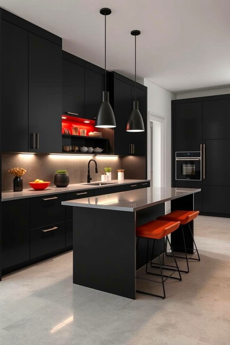 High Contrast Modern Chic - 24 Kitchens With Grey Floors
