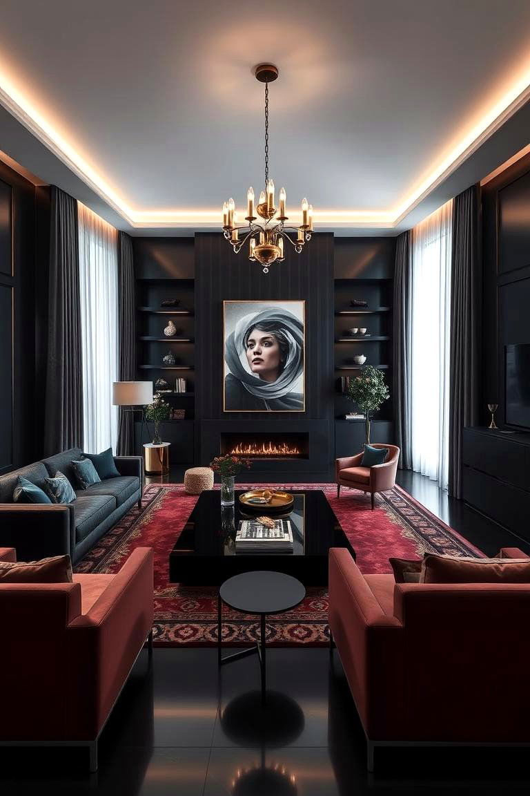 High Contrast Modern Opulence - 24 Mansion Living Room Ideas