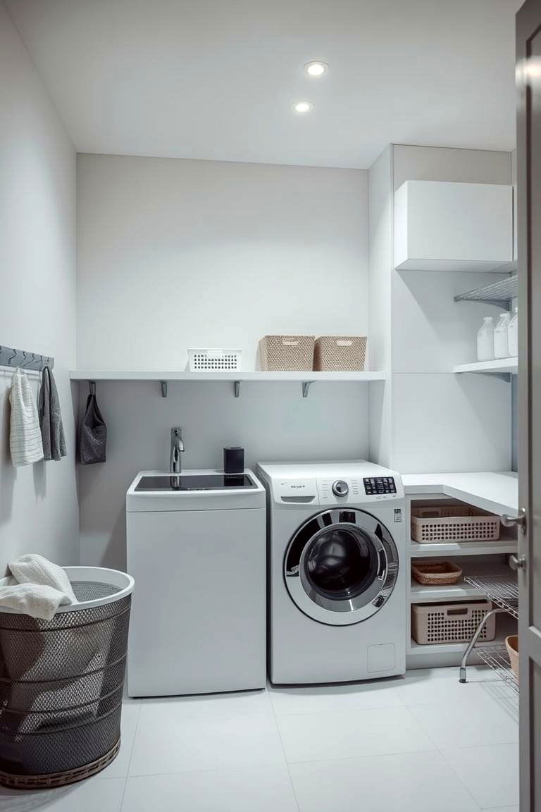 High Efficiency Lighting Bright and Energizing - 24 Small Laundry Room Ideas With a Top Load Washing Machine
