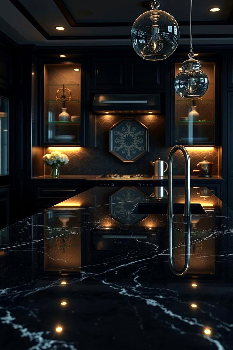 High End Luxury Look - 24 Black Kitchen Countertops