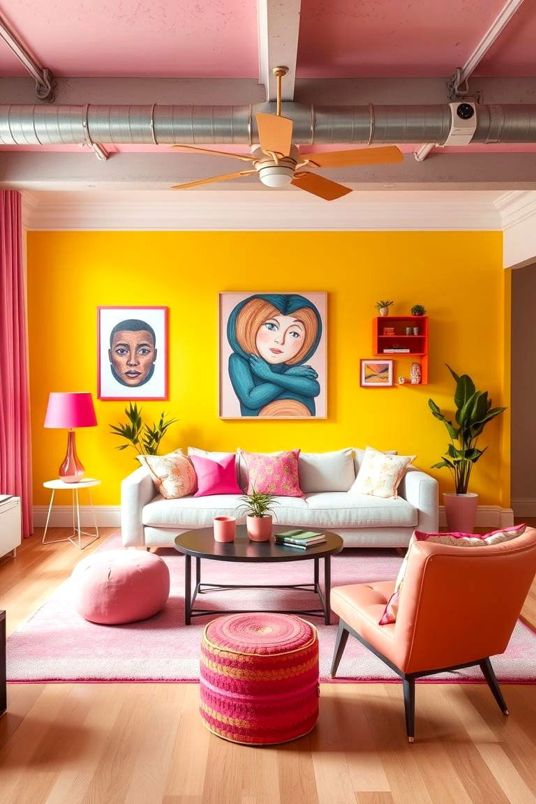 High Energy Vibrant Interiors for Creative Living - 24 How to Decorate With Yellow and Pink