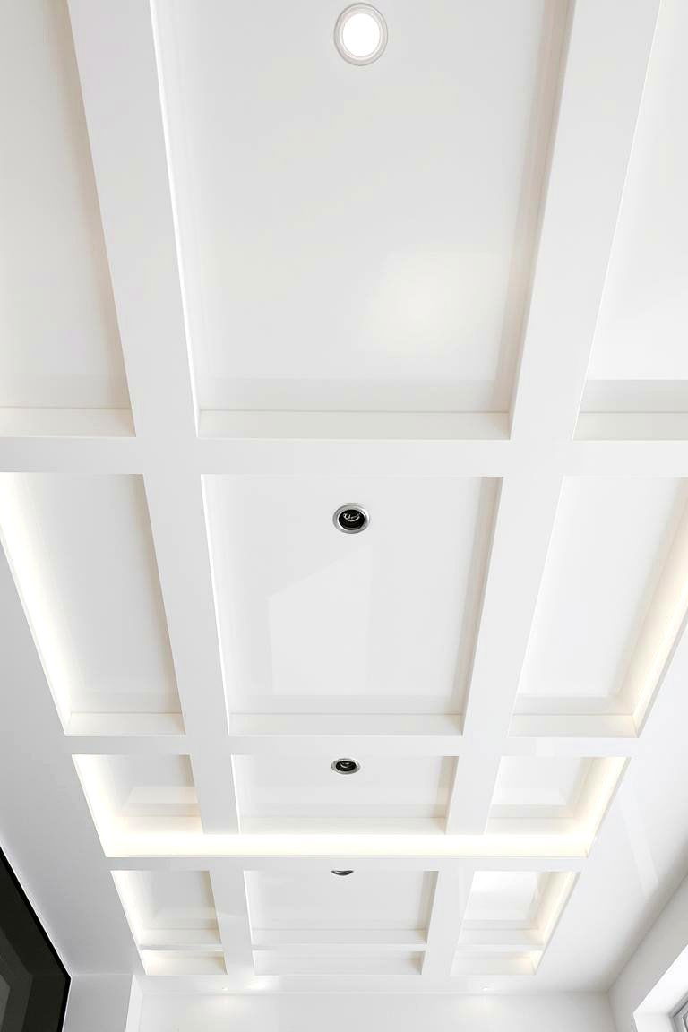 High Gloss Coffered Ceiling for Modern Interiors - 24 Coffered Ceiling Ideas