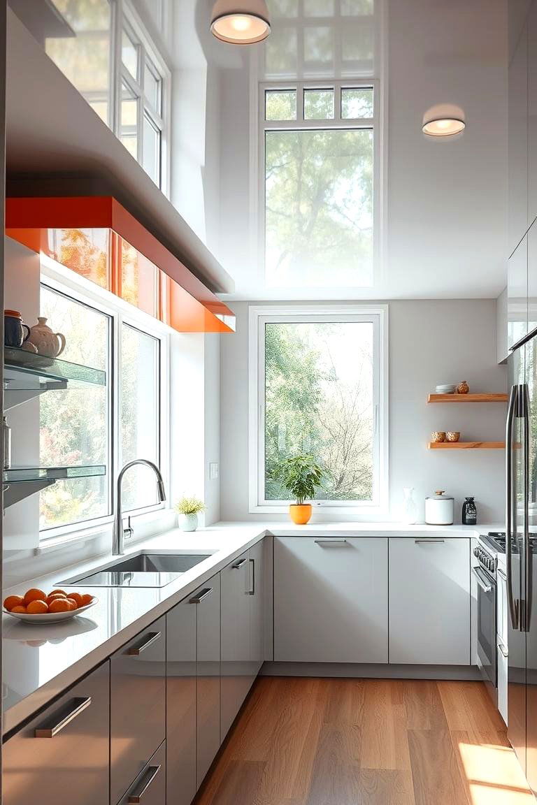 High Gloss Contemporary Soffit - 24 Kitchen Soffit Ideas