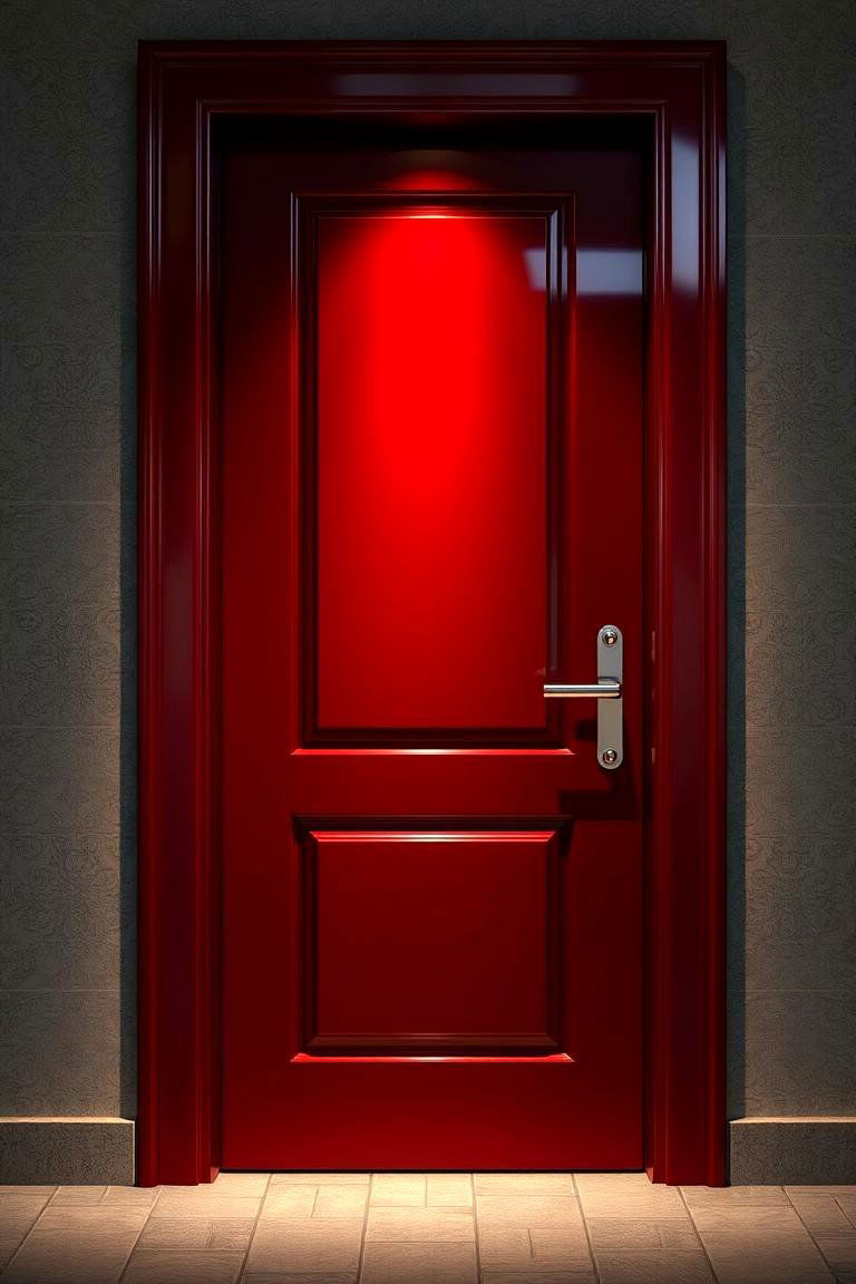 High Gloss Dark Red Door for a Statement Look - 24 Dark Red Front Door Ideas