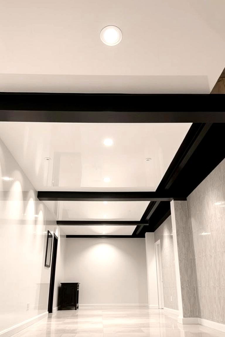 High Gloss Finish for a Sleek Effect - 24 Basement Drop Ceiling Ideas