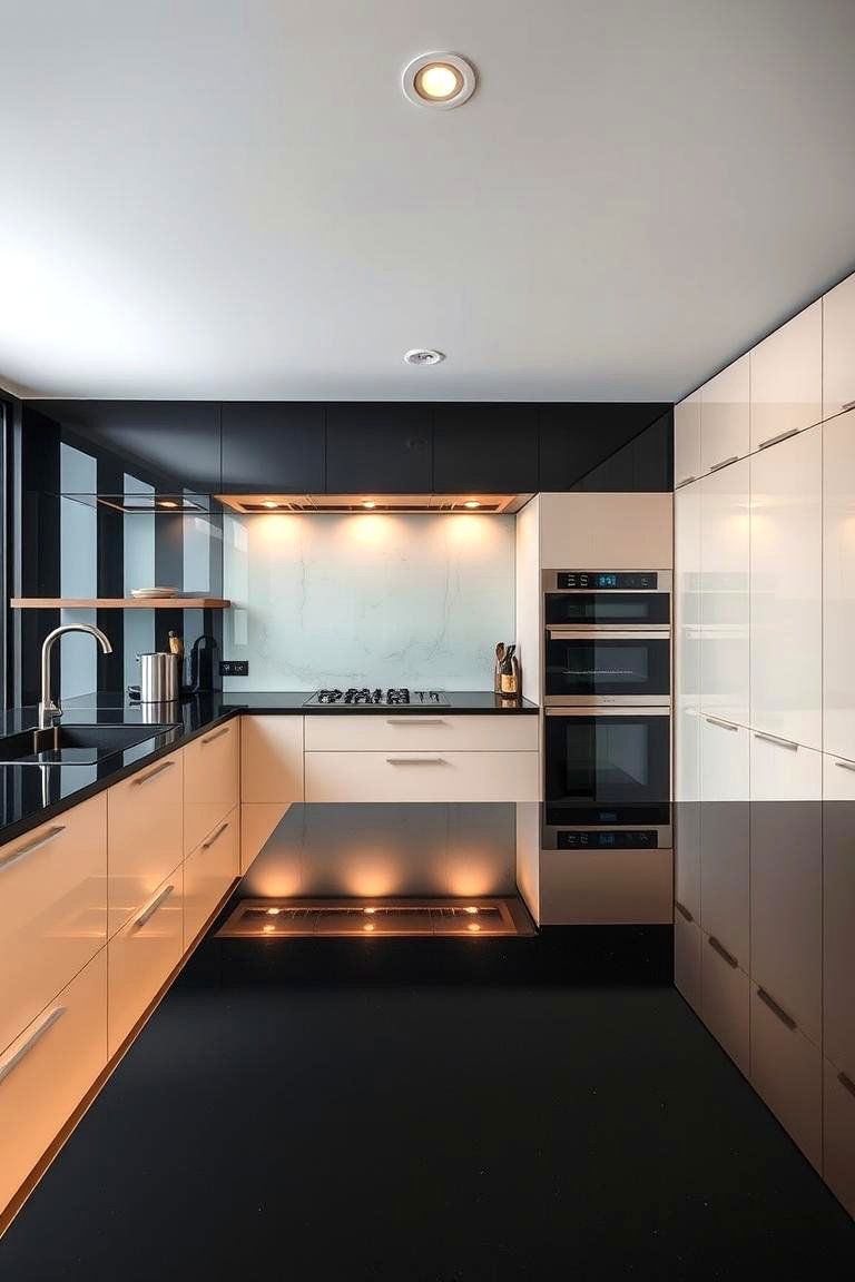 High Gloss Finishes - 24 black and beige kitchen ideas