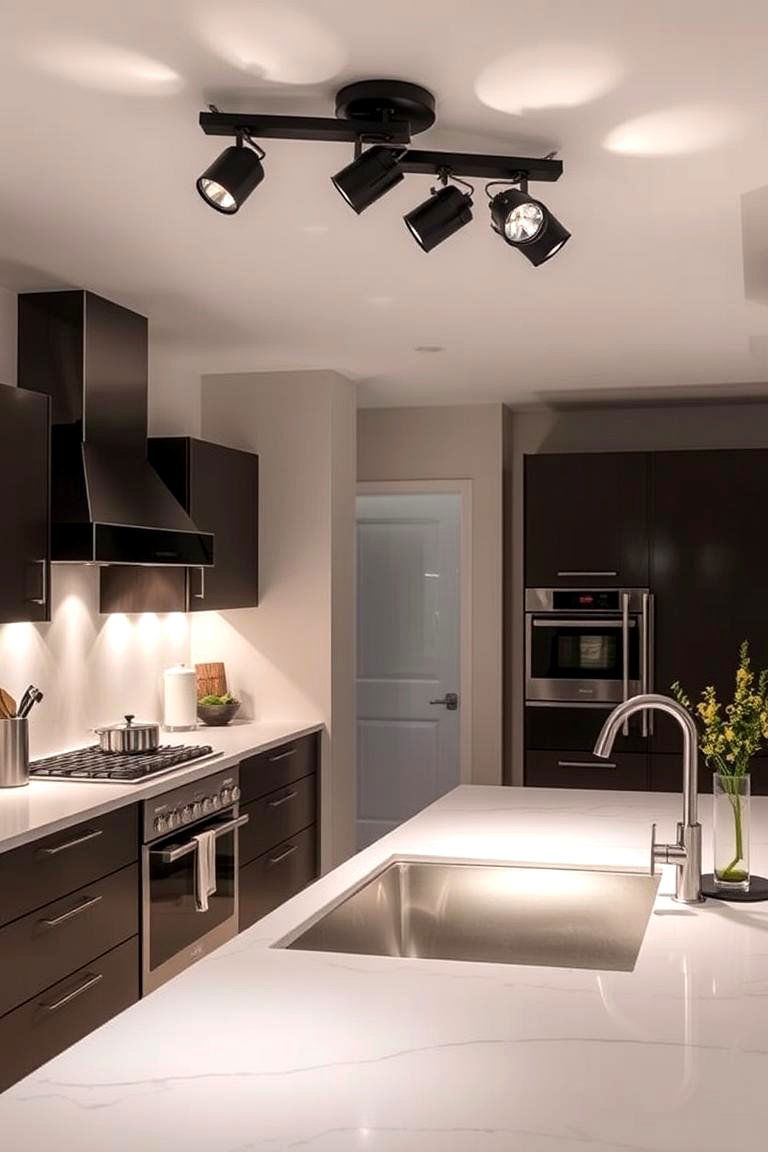 High Performance Beam Effects - 24 Kitchen Track Lighting Ideas