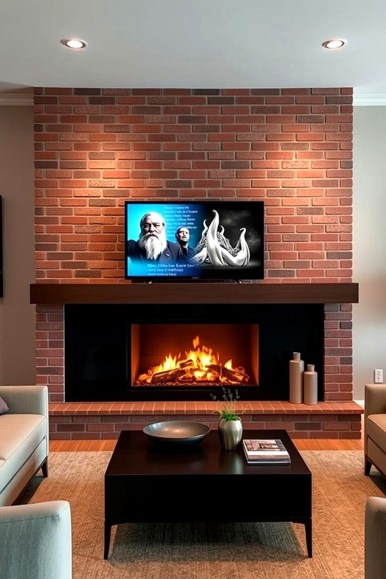 High Tech Brick Fireplace - 24 Brick Fireplace Ideas