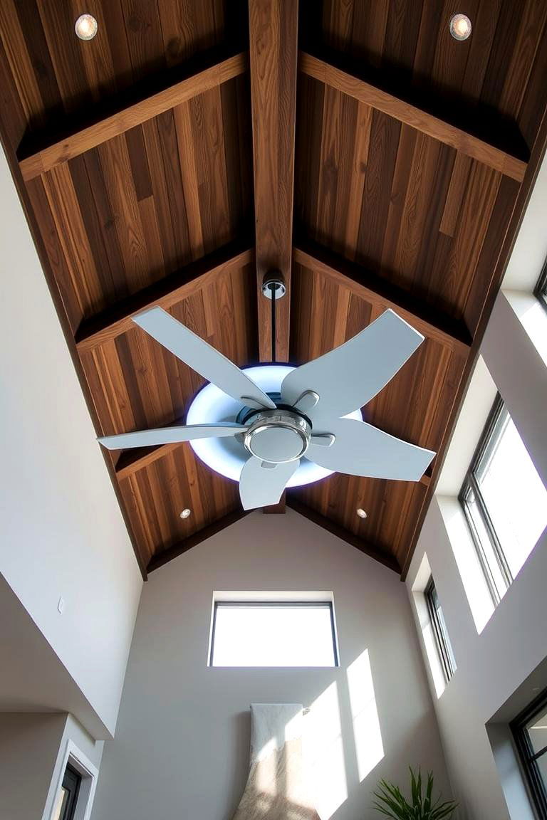 High Tech Ceiling Fan Feature - 24 Vaulted Ceiling Ideas