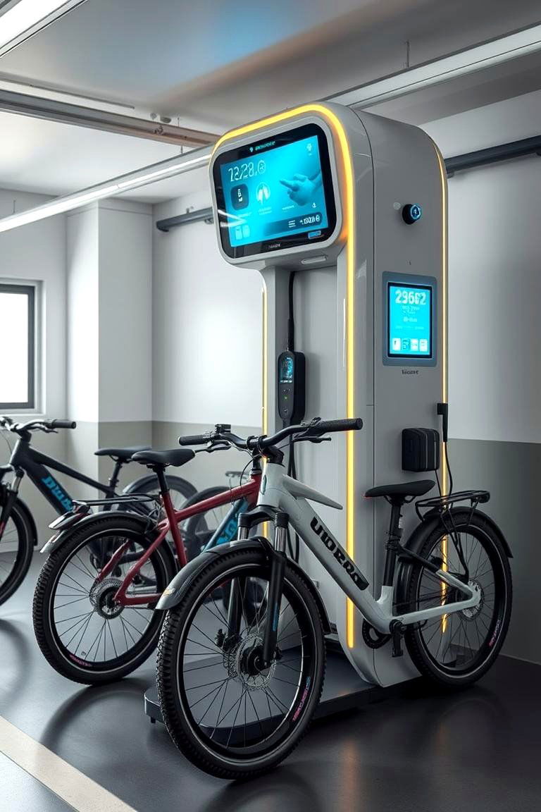 High Tech Charging Station for Bikes - 24 Motorcycle Garage Ideas