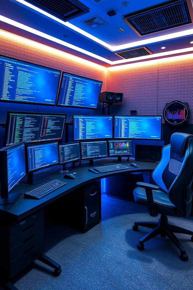 High Tech Command Center - 24 Man Cave Office Ideas