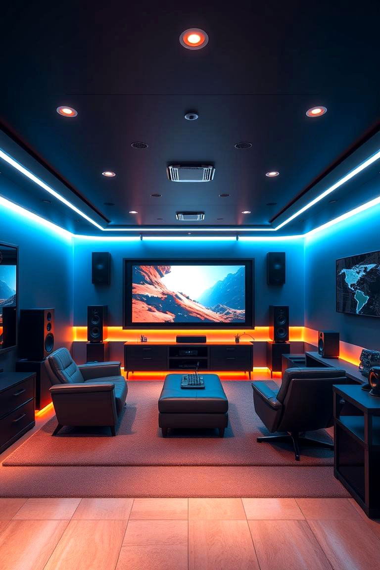 High Tech Entertainment Hub - 24 Man Cave Living Room Ideas