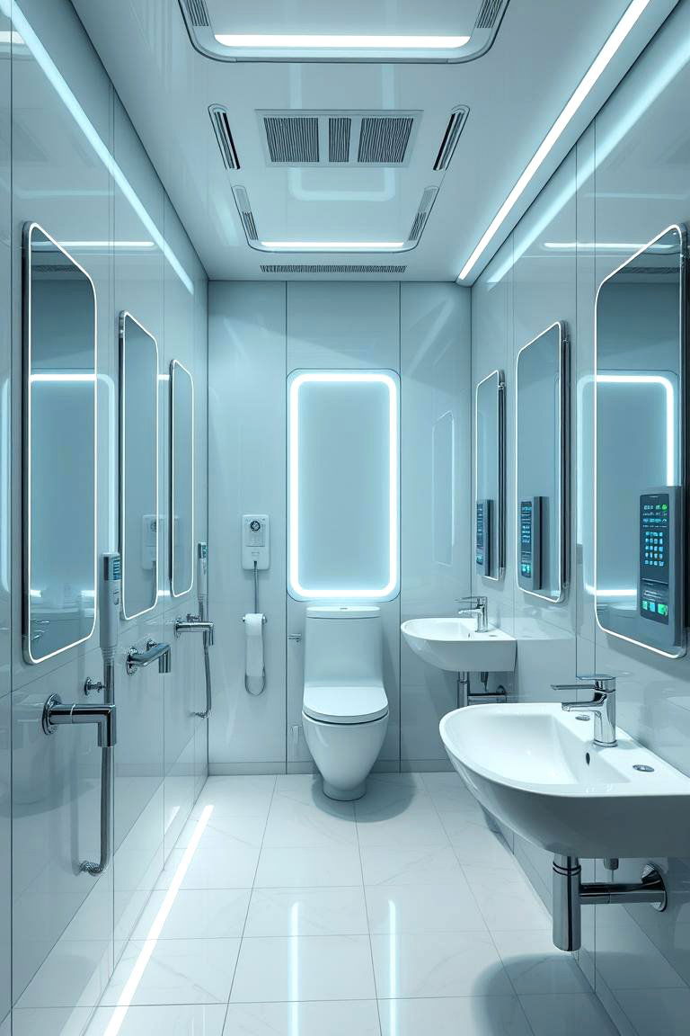 High Tech Fixtures - 24 Hall Bathroom Ideas