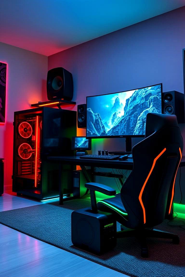 High Tech Gaming Setup - 24 Gaming Bedroom Ideas