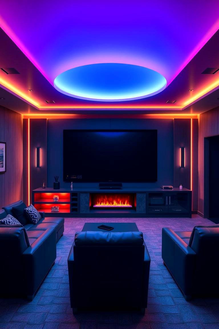 High Tech Home Theater - 24 Electric Fireplace Ideas With Tv Above