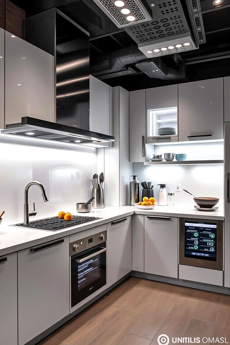 High Tech Kitchen Integration - 24 One Wall Kitchen Ideas