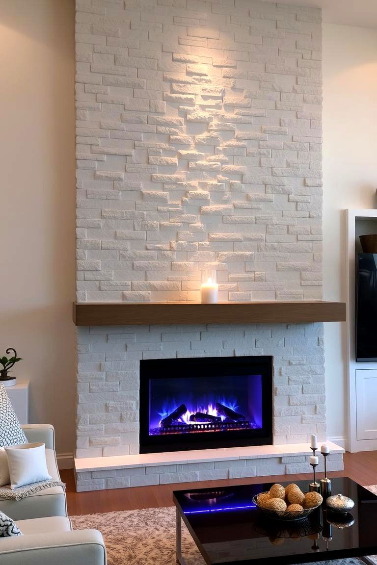 High Tech Modern Faux Stone Fireplace - 24 Faux Stone Fireplace Ideas