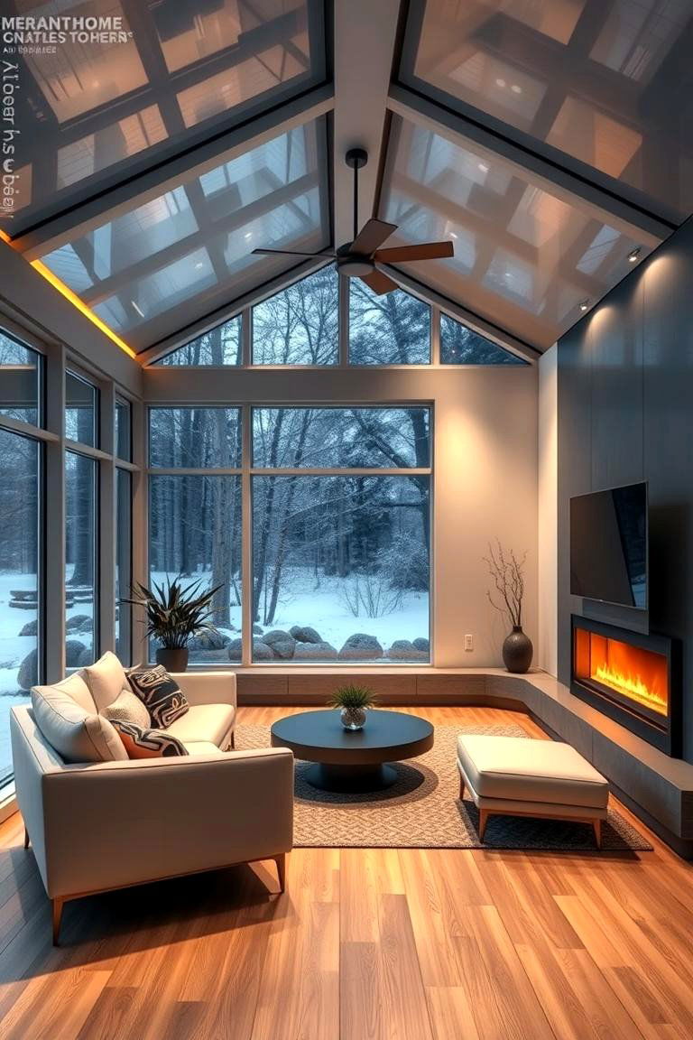 High Tech Modern Sunroom - 24 Sunroom With Fireplace Ideas