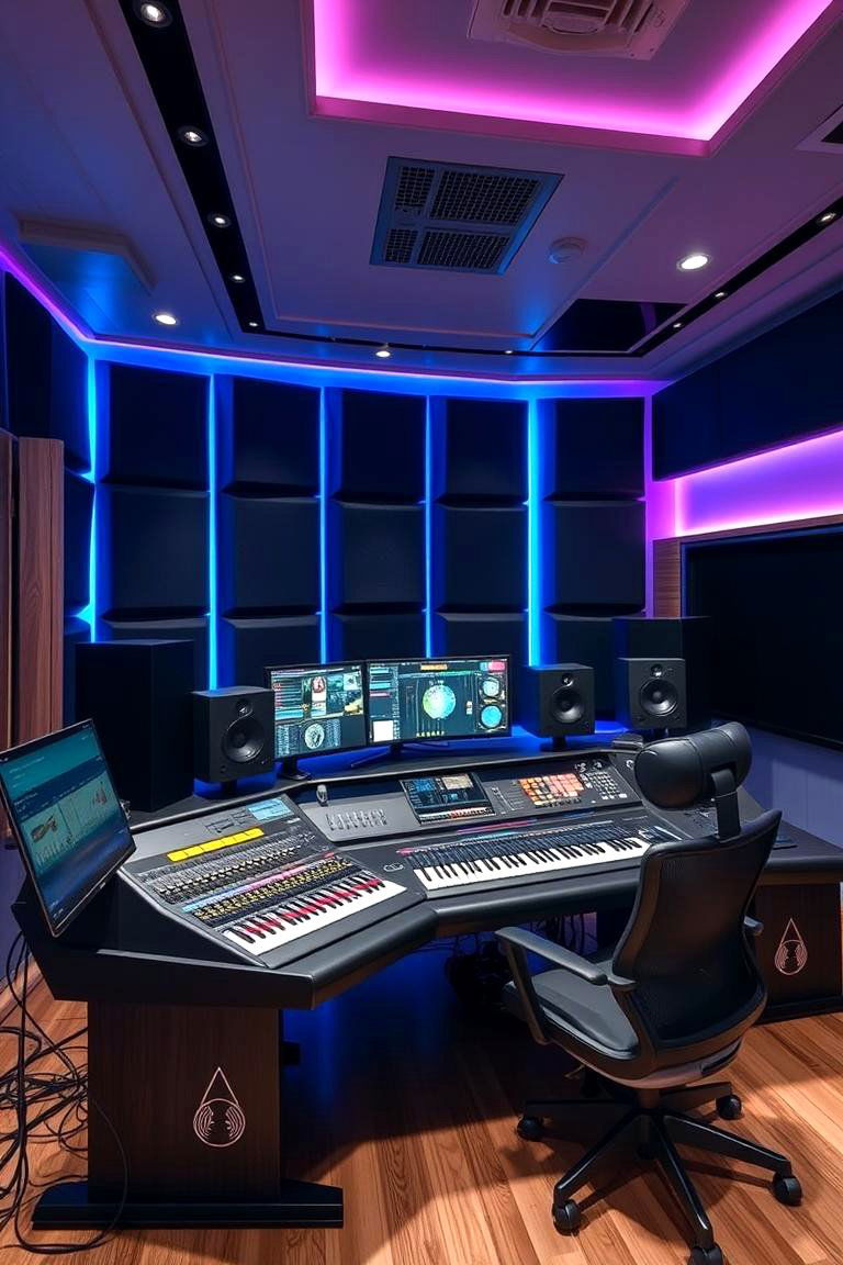High Tech Music Mixing Room - 24 Luxury Man Cave Ideas