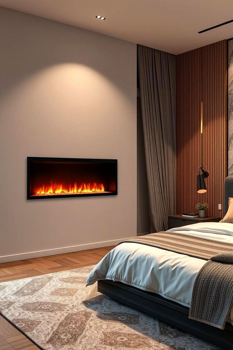 High Tech Remote Controlled Fireplace - 24 Bedroom Fireplace Ideas