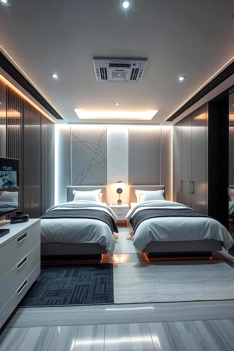 High Tech Smart Bedroom - 24 Twin Bedroom Ideas