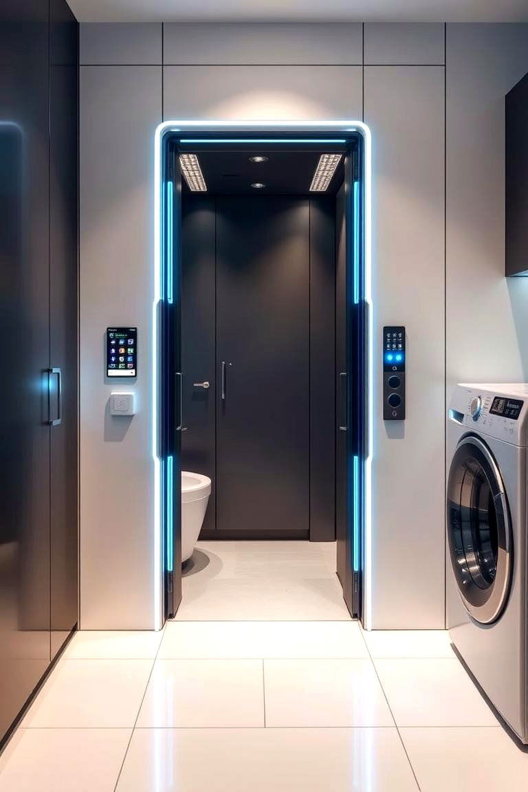 High Tech Smart Door with Sensors - 24 Laundry Room Door Ideas