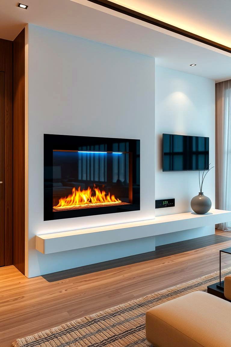 High Tech Smart Fireplace - 24 Corner Fireplace Ideas