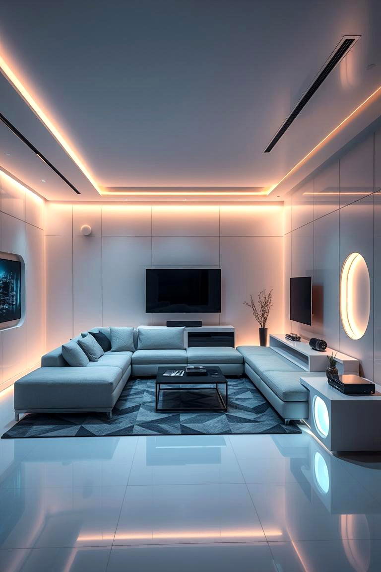 High Tech Smart Grey Living - 24 Grey Sectional Living Room Ideas