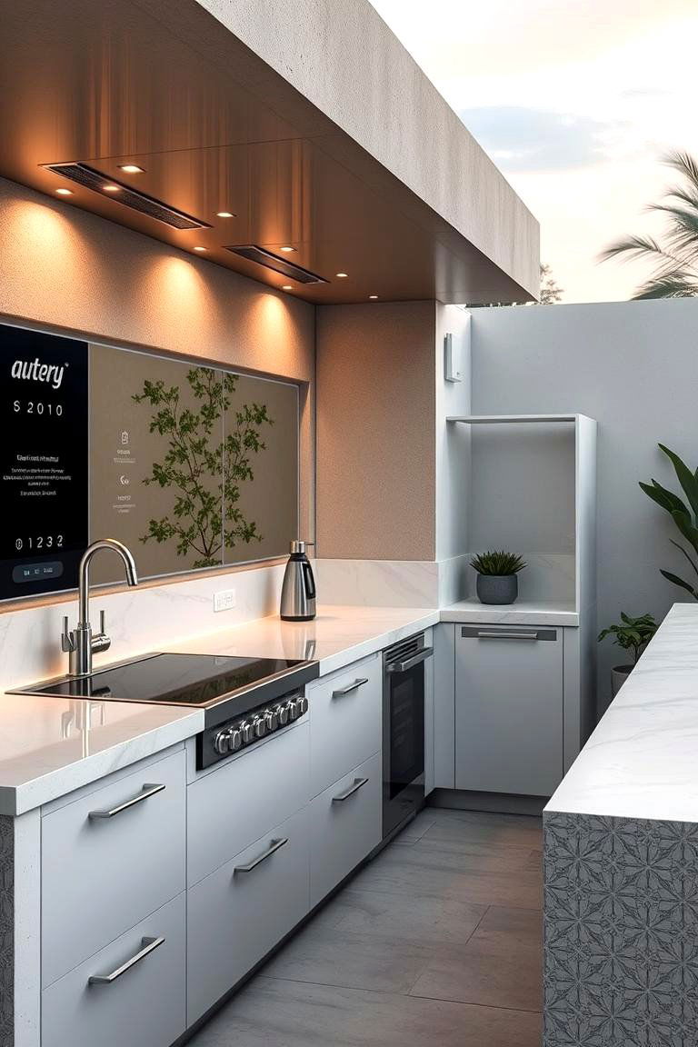 High Tech Stucco Kitchen with Smart Appliances - 24 Stucco Outdoor Kitchen Ideas