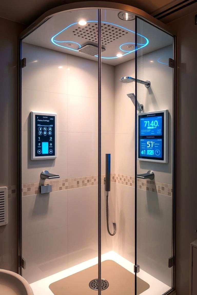 High Tech Touchscreen Control - 24 Double Shower Ideas